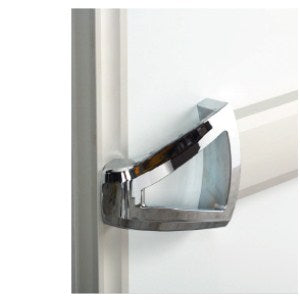 Poignée de porte chromée avec rail de protection externe en aluminium anodisé